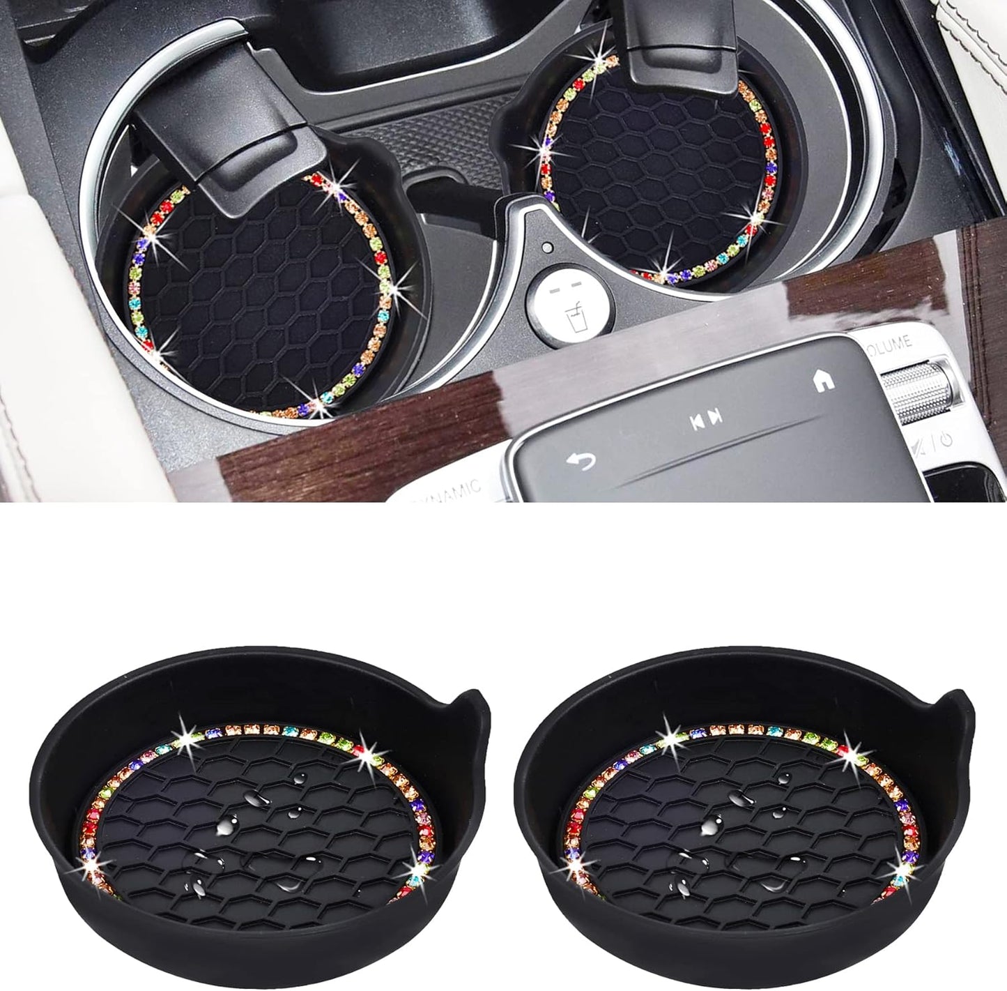 Car Cup Coaster Universal Non-Slip Bling Crystal Organzier