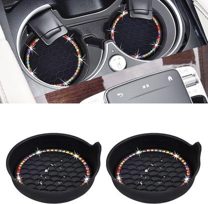 Car Cup Coaster Universal Non-Slip Bling Crystal Organzier