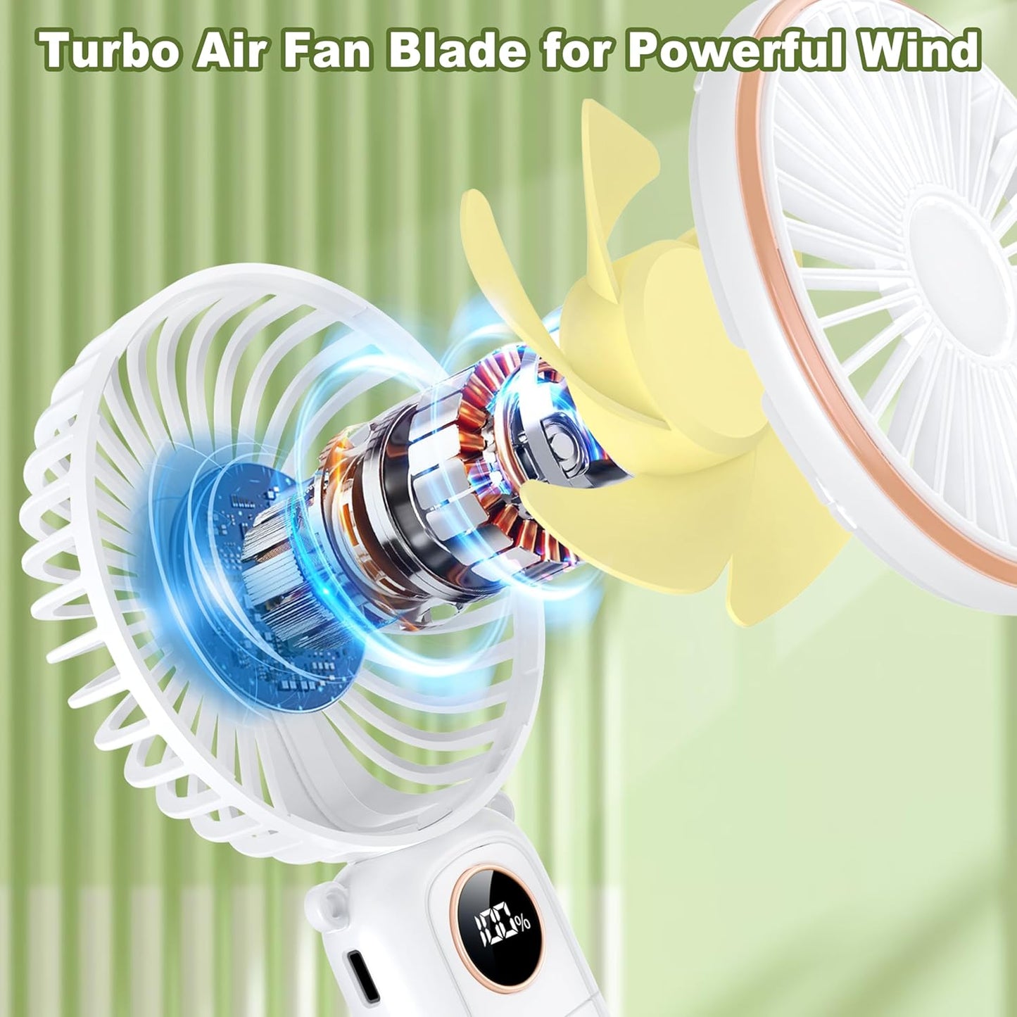 Car Portable Handheld Fan Rechargeable Foldable Fan