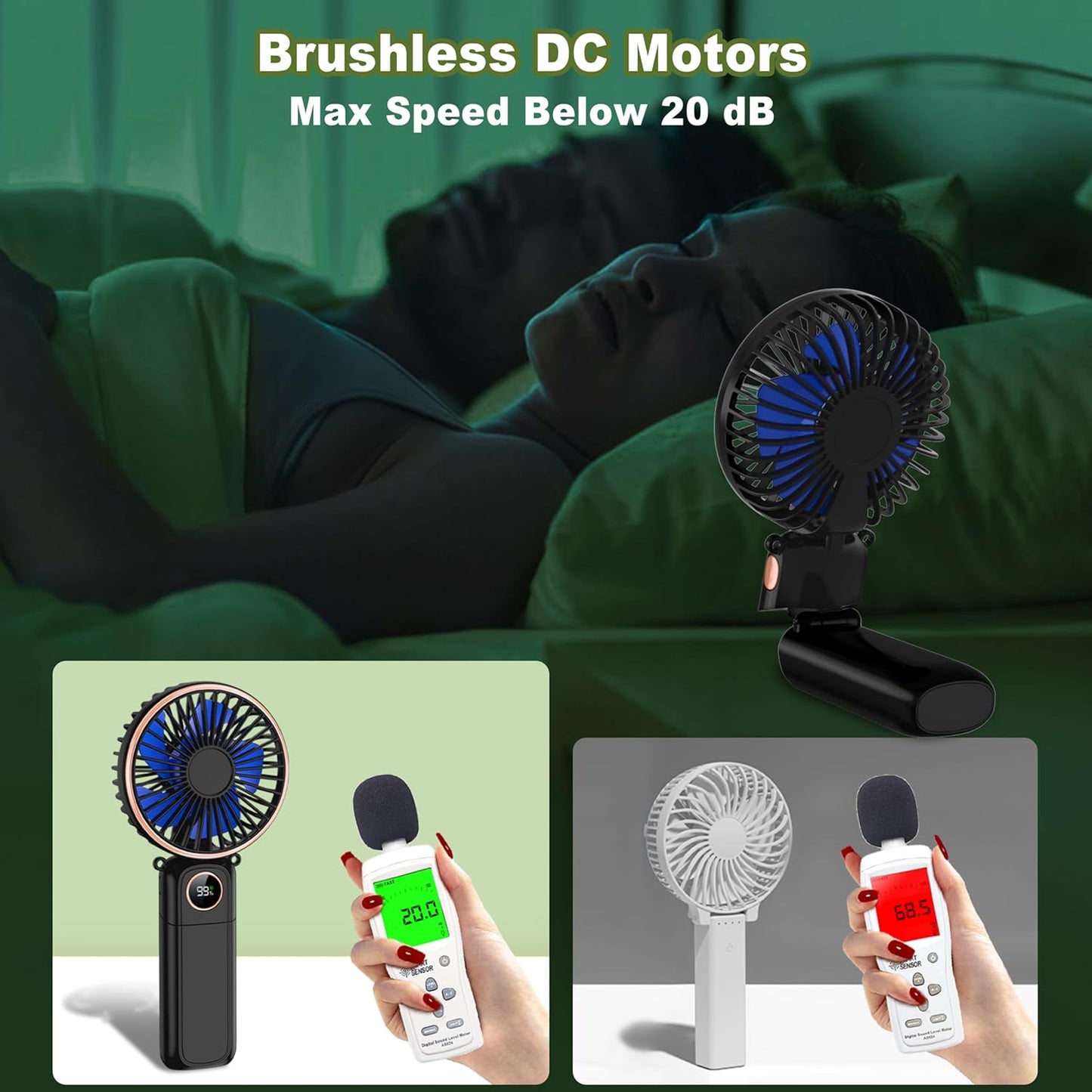 Car Portable Handheld Fan Rechargeable Foldable Fan