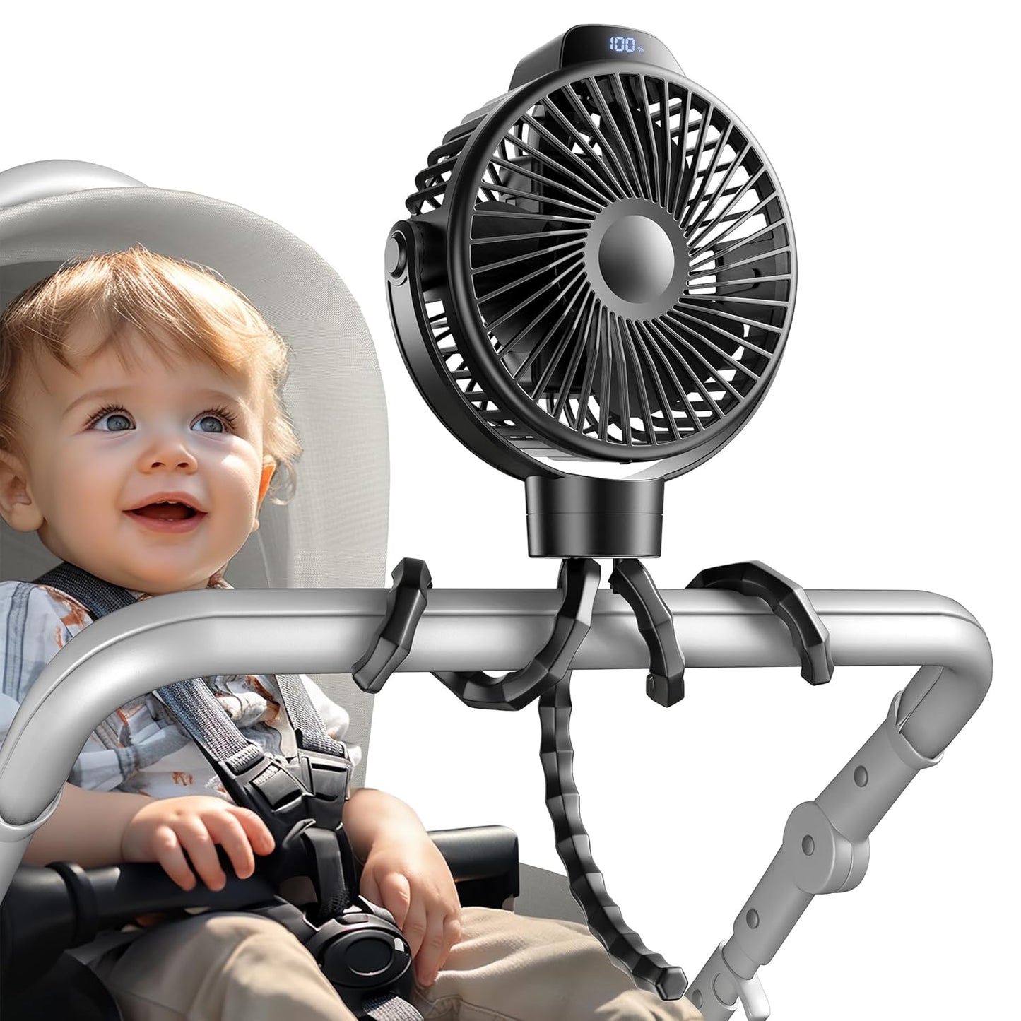 Car Baby Portable Stroller Rechargeable Battery 3 Speeds Fan