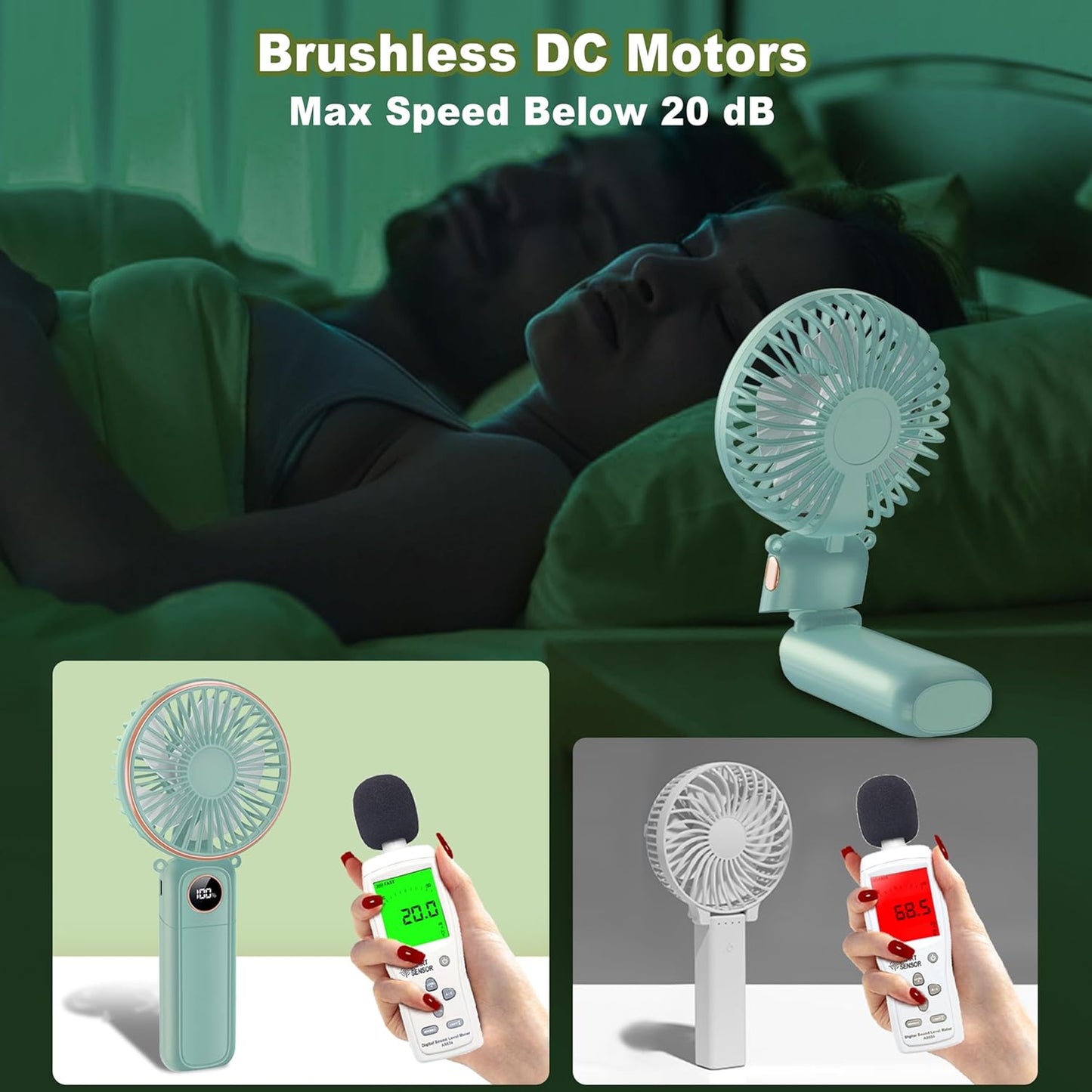 Car Portable Handheld Fan Rechargeable Foldable Fan