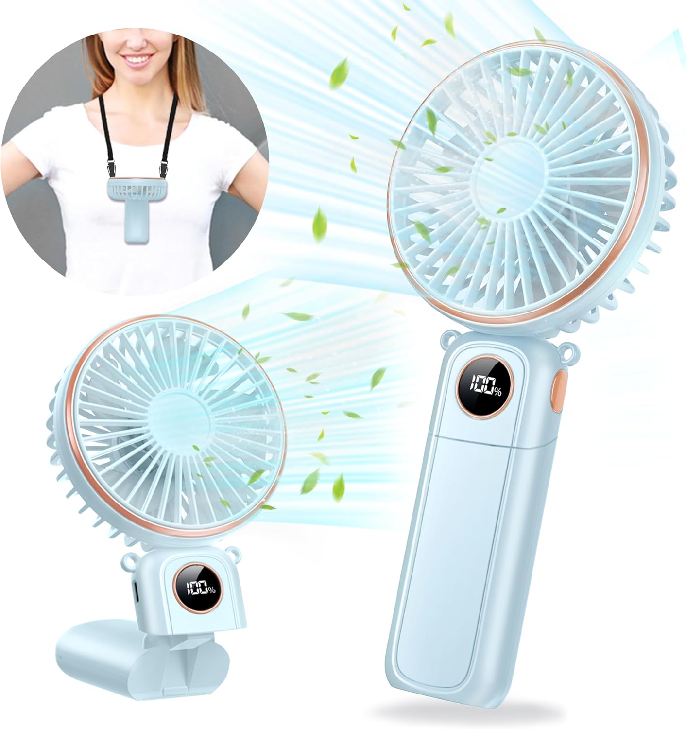 Car Portable Handheld Fan Rechargeable Foldable Fan