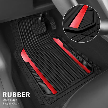 Car Heavy Duty Rubber Mats Metallic Aluminum Film Waterproof Universal Floor Mat