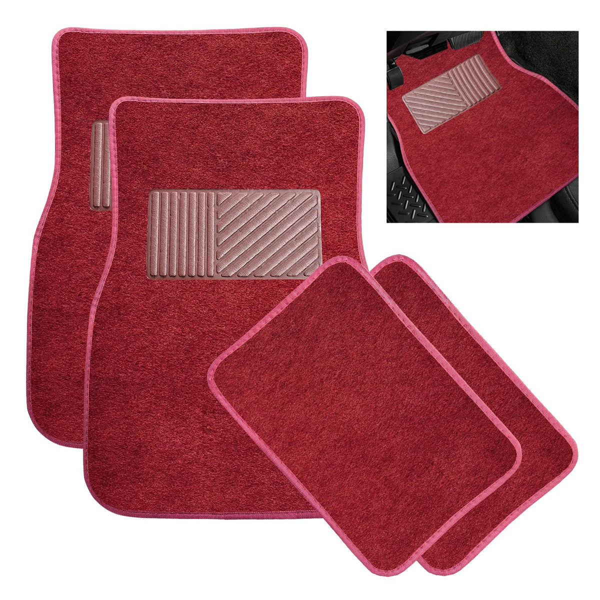 4 PCS Car Universal Floor Mats Anti-Slip Front Rear Protective Carpets