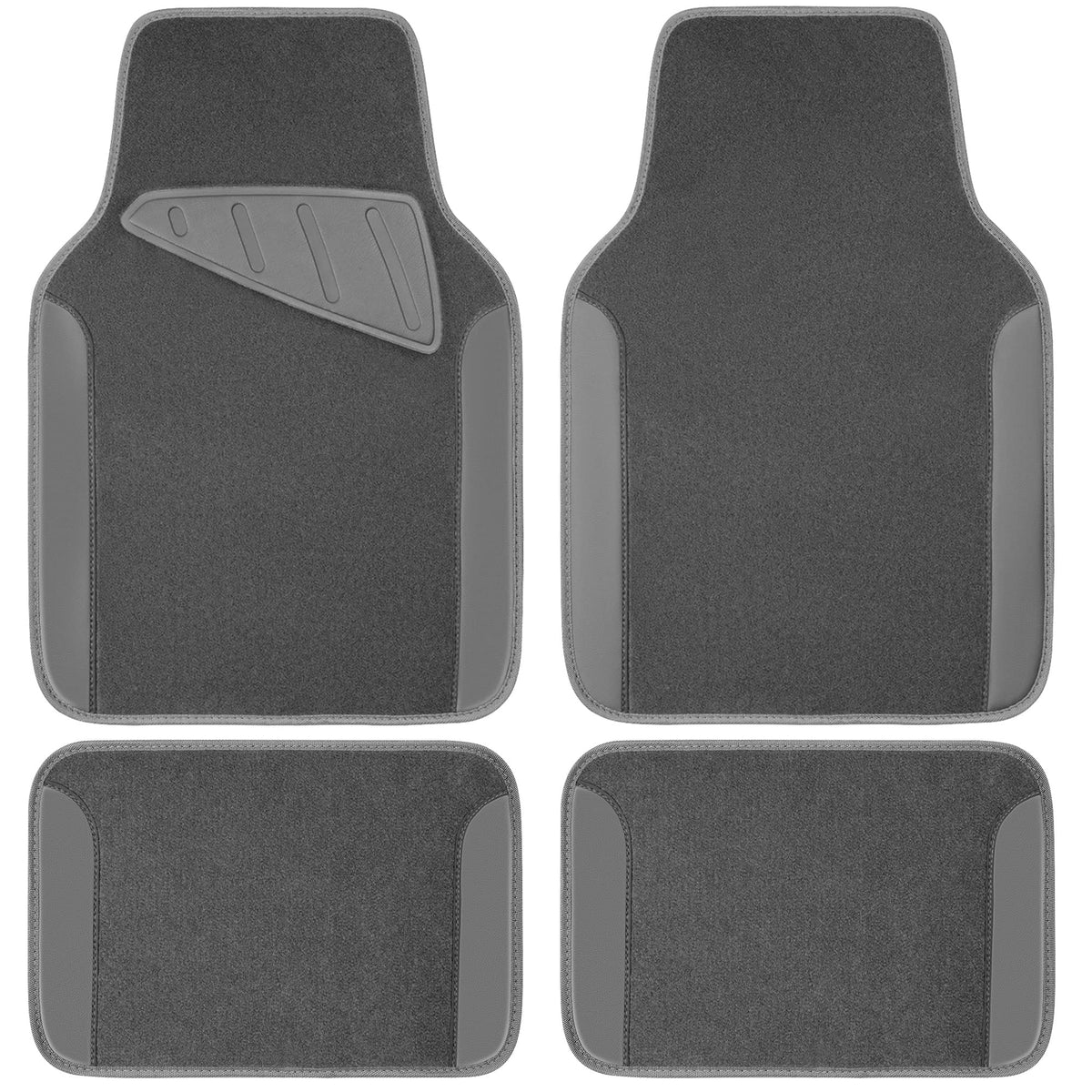 Car Waterproof Universal Floor Mats Faux Leather Anti-Slip Nibbs Driver Heel Pad 4 Packs