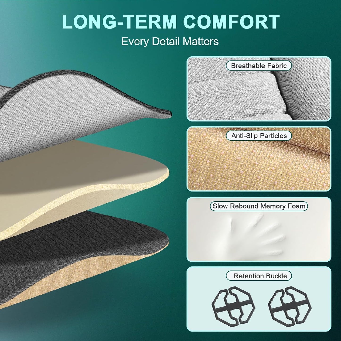 Car Memory Foam Back Support Adjustable Seat Cushion