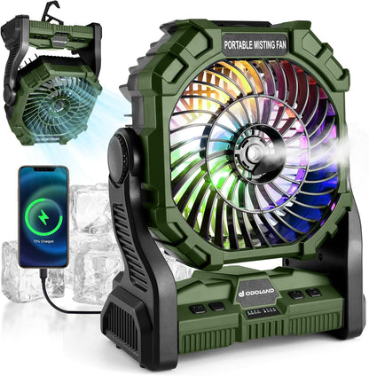 Car Odoland Portable Misting Fan Camping RGB Fan
