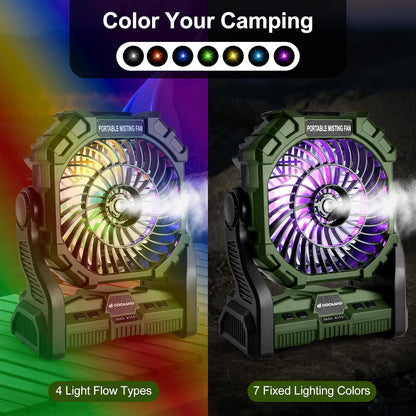 Car Odoland Portable Misting Fan Camping RGB Fan