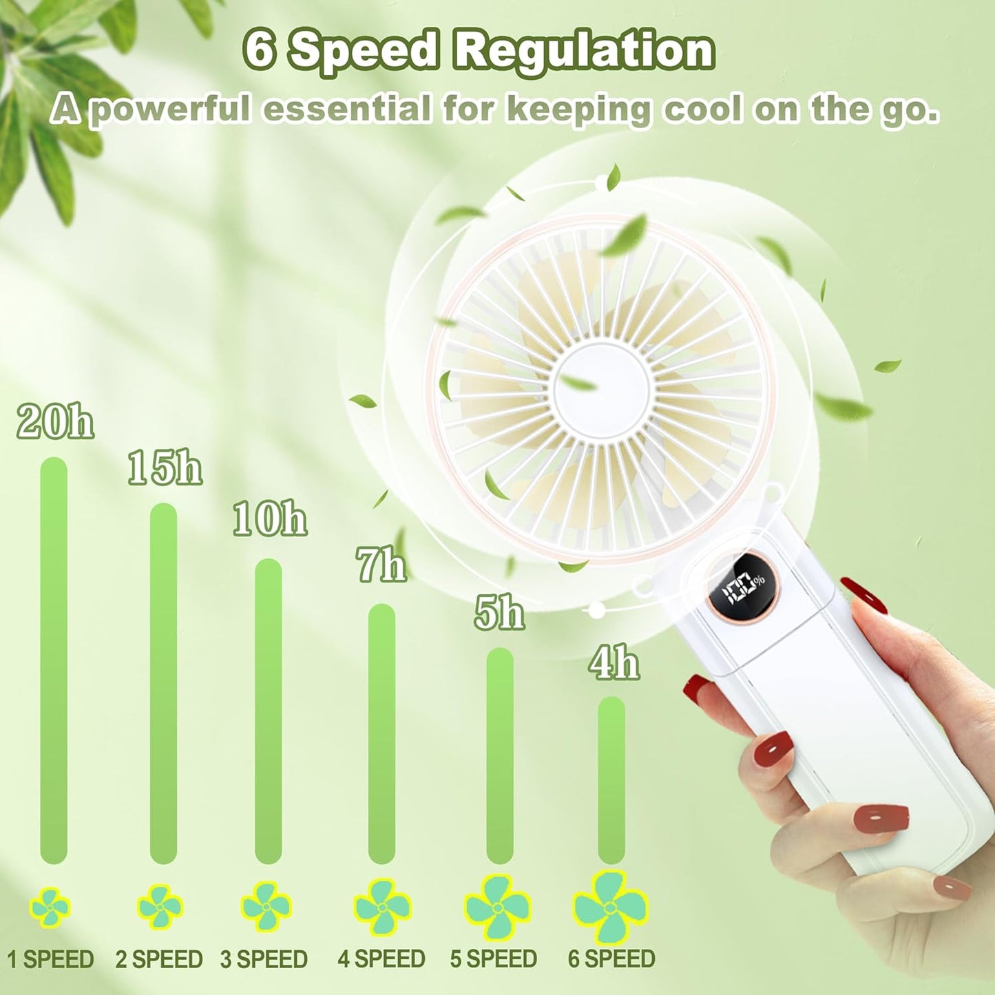 Car Portable Handheld Fan Rechargeable Foldable Fan