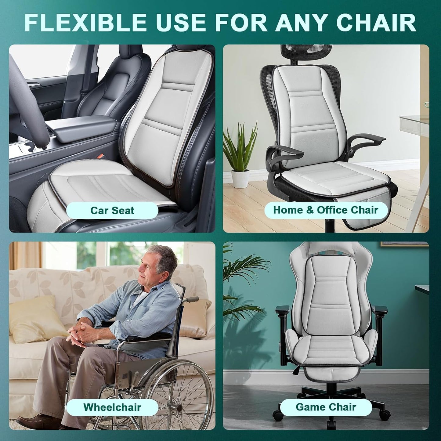 Car Memory Foam Back Support Adjustable Seat Cushion