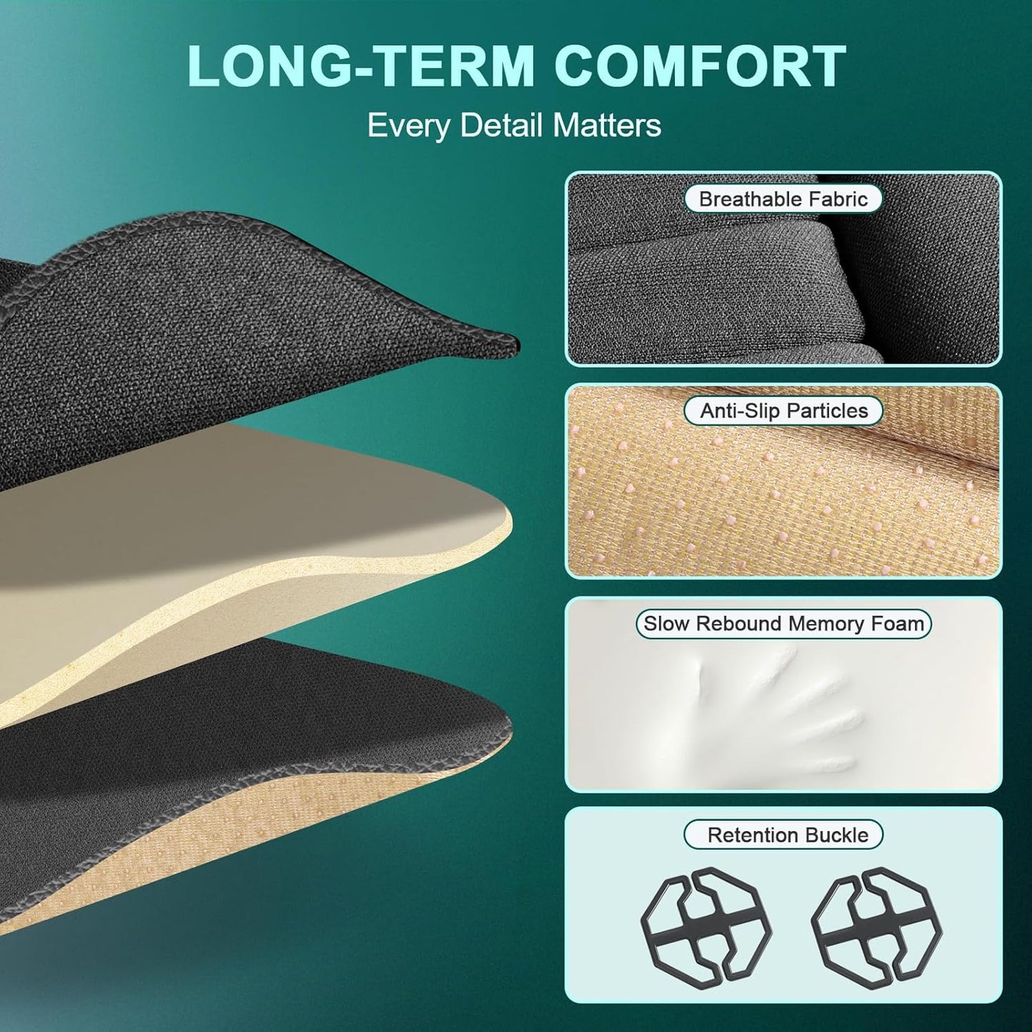 Car Memory Foam Back Support Adjustable Seat Cushion