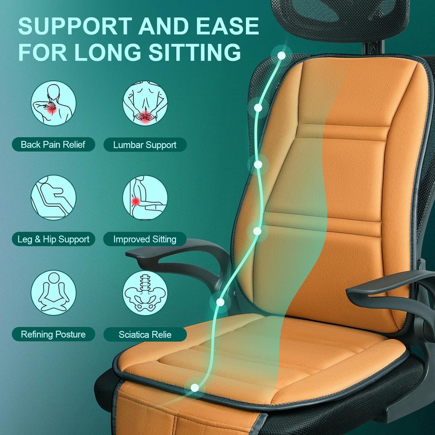 Car Memory Foam Back Support Adjustable Seat Cushion