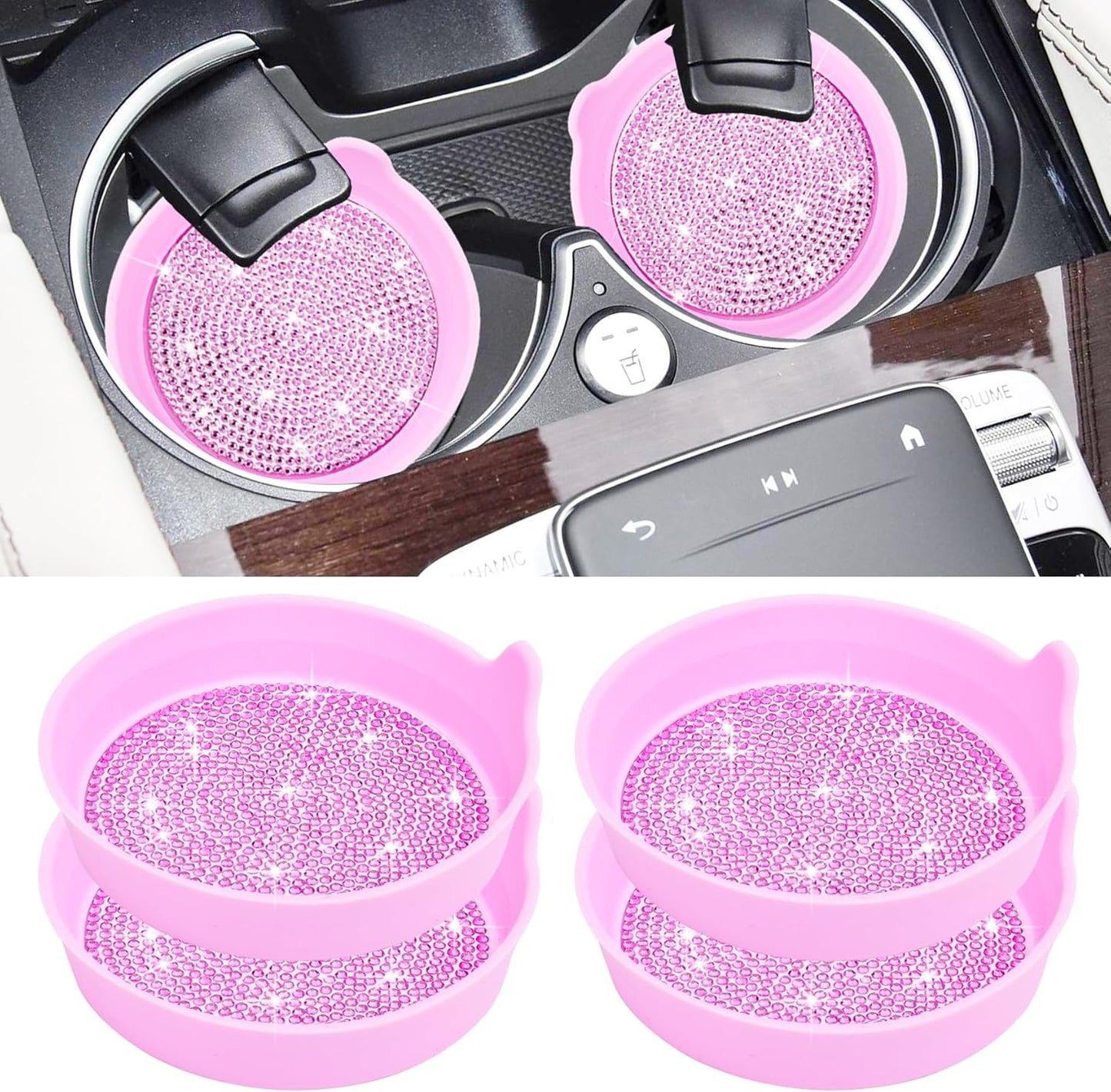 Car Cup Coaster Universal Non-Slip Bling Crystal Organzier