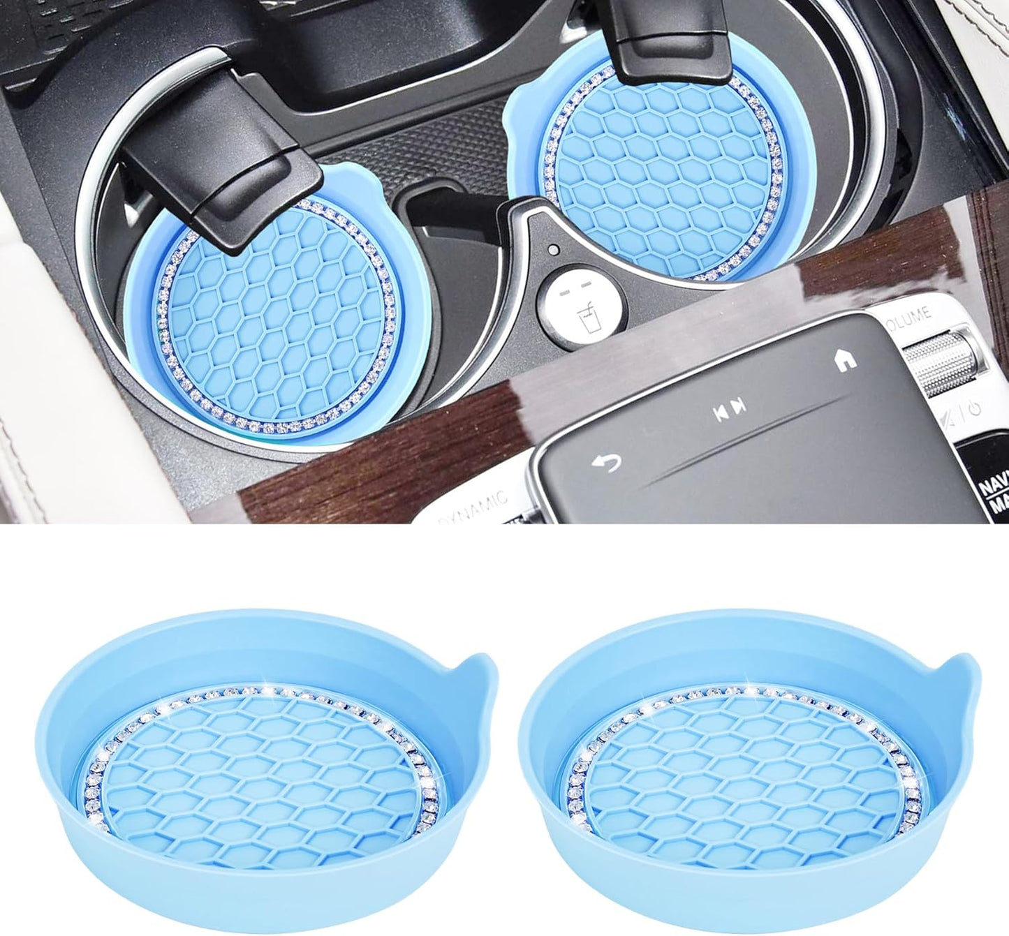 Car Cup Coaster Universal Non-Slip Bling Crystal Organzier