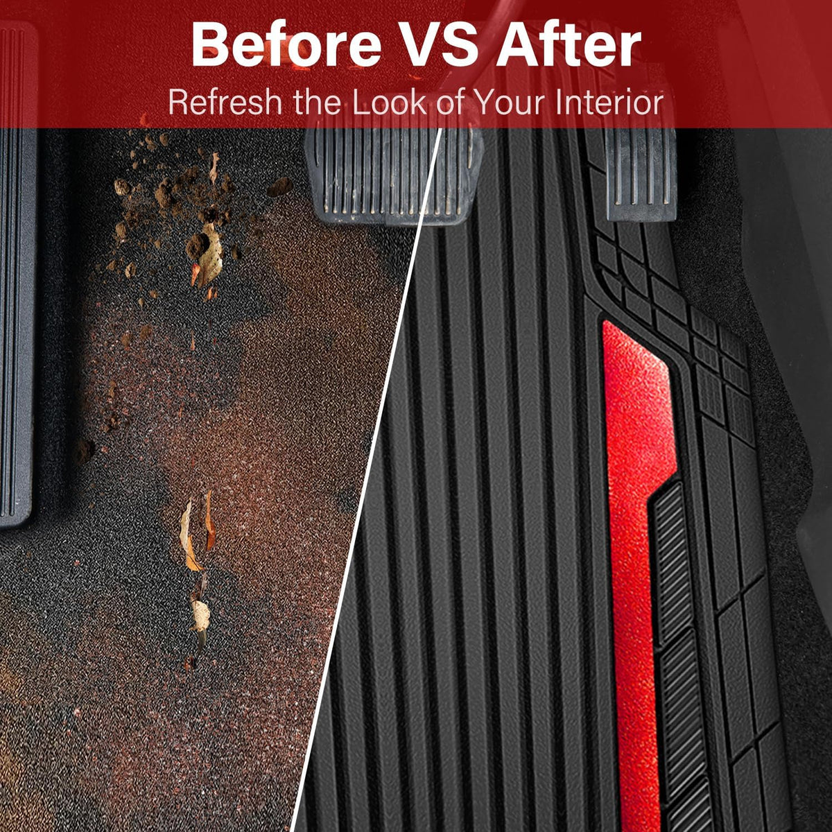 Car Heavy Duty Rubber Mats Metallic Aluminum Film Waterproof Universal Floor Mat