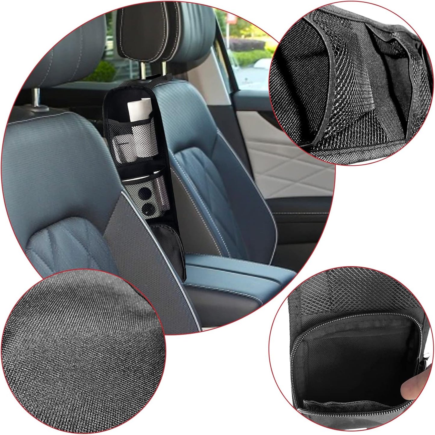 2PCS Car Seat Storage Hanging BagMulti-Pocket Seat Side Organizer