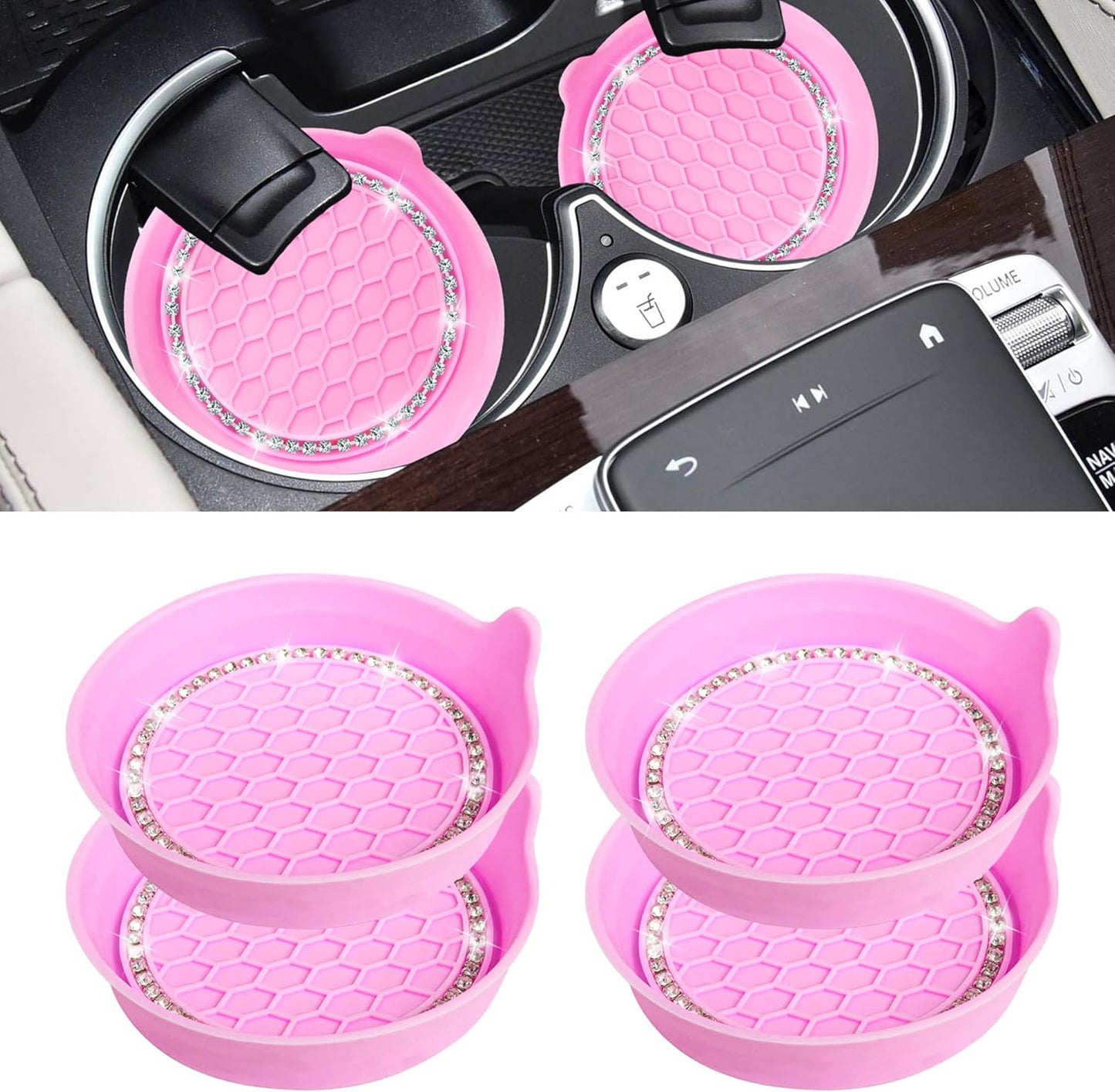 Car Cup Coaster Universal Non-Slip Bling Crystal Organzier