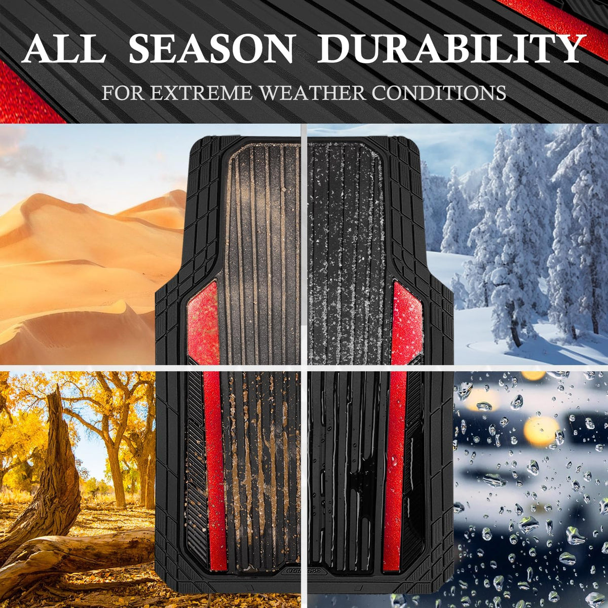 Car Heavy Duty Rubber Mats Metallic Aluminum Film Waterproof Universal Floor Mat