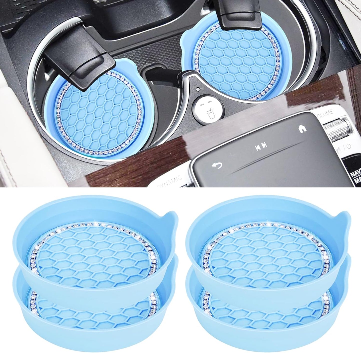 Car Cup Coaster Universal Non-Slip Bling Crystal Organzier