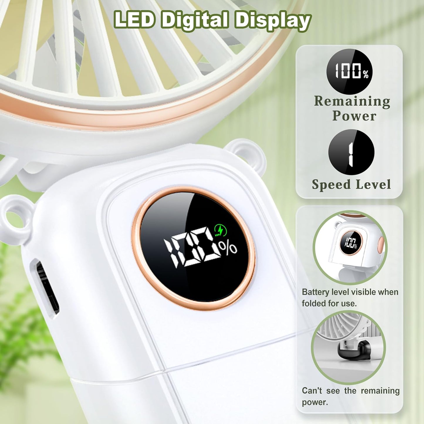 Car Portable Handheld Fan Rechargeable Foldable Fan