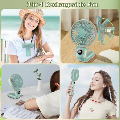 Car Portable Handheld Fan Rechargeable Foldable Fan