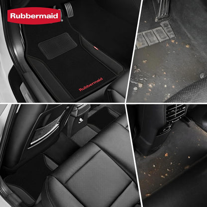 4 Packs Carpeted Floor Mat Faux Leather Rug Stylish Carpeted Floor Mats for Cars Trucks & SUV
