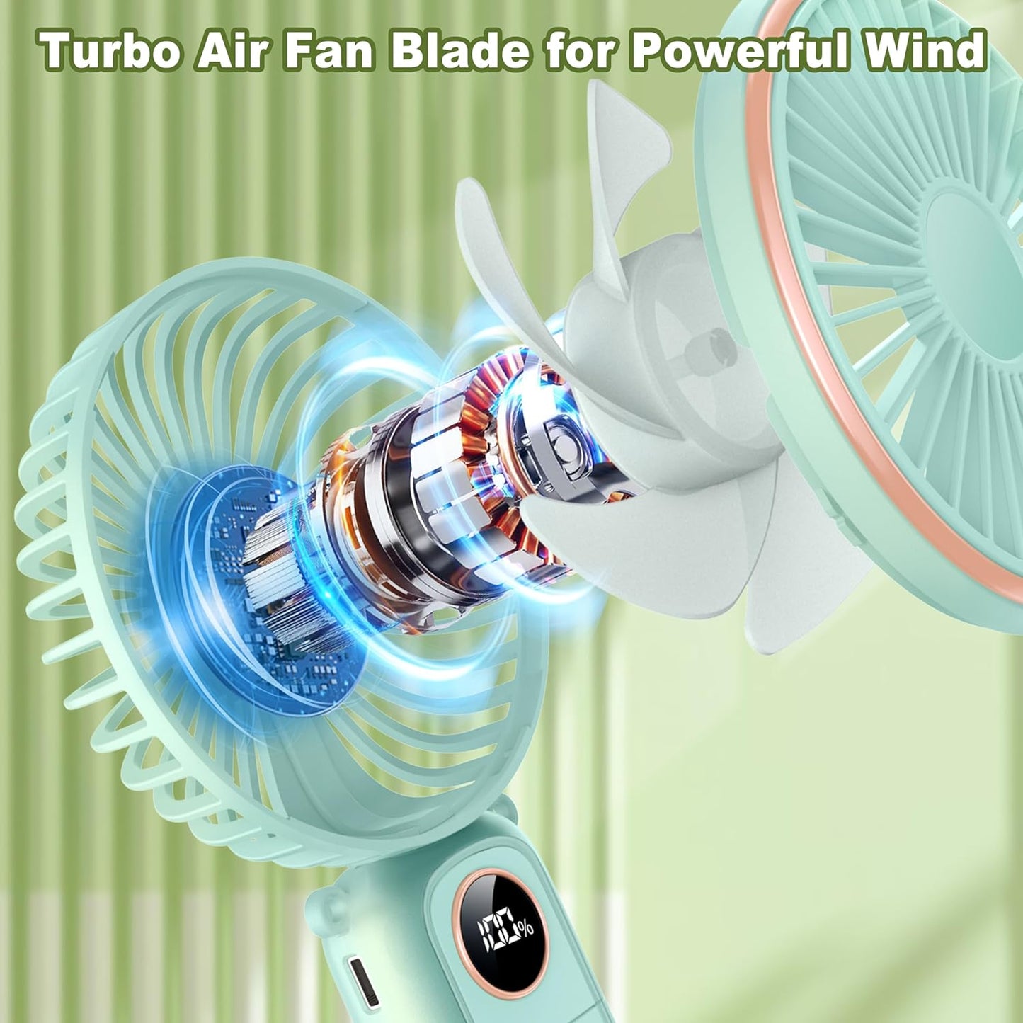 Car Portable Handheld Fan Rechargeable Foldable Fan