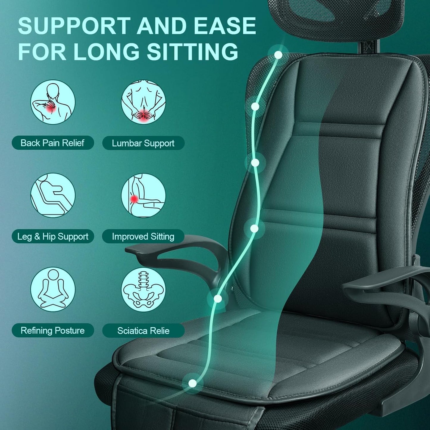 Car Memory Foam Back Support Adjustable Seat Cushion