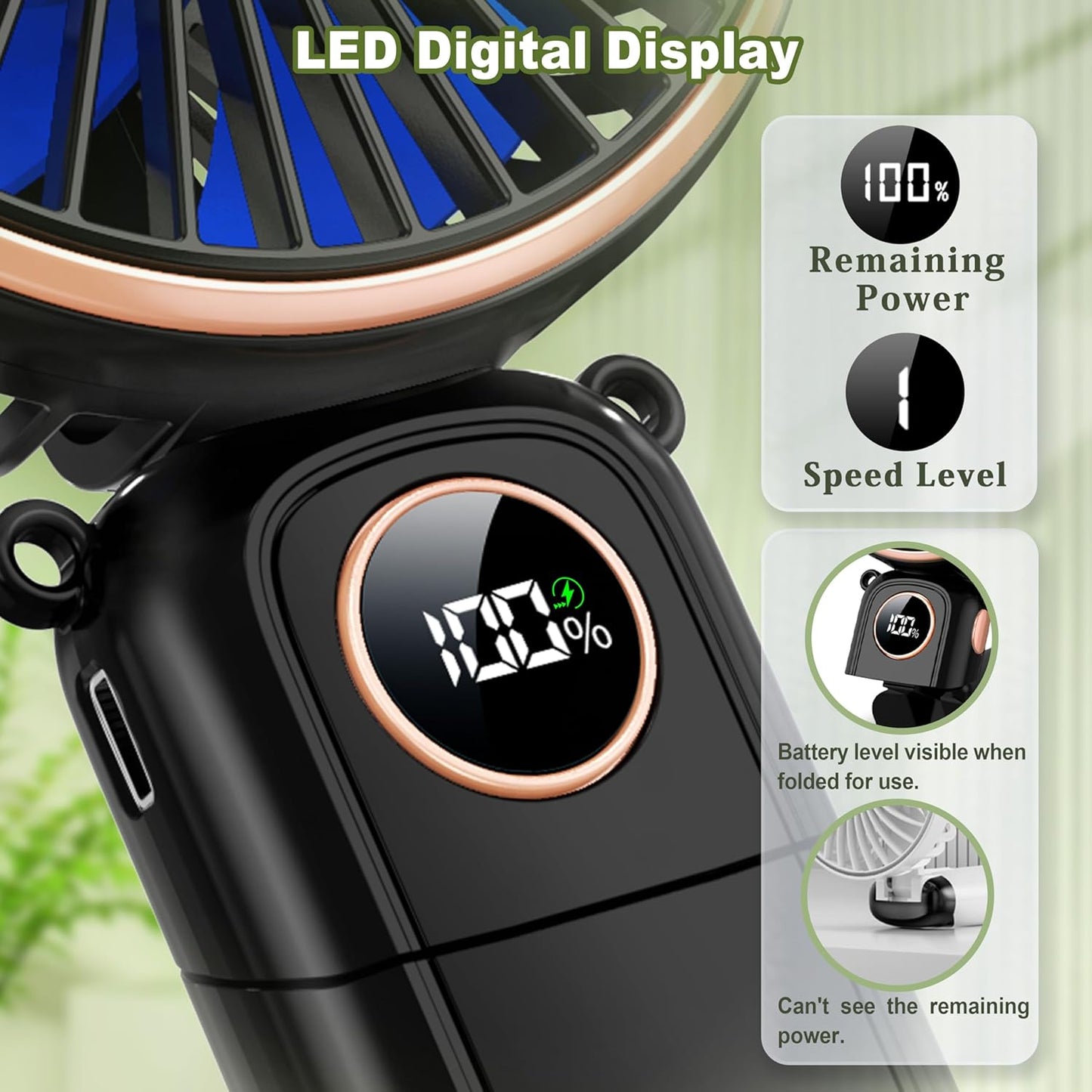 Car Portable Handheld Fan Rechargeable Foldable Fan