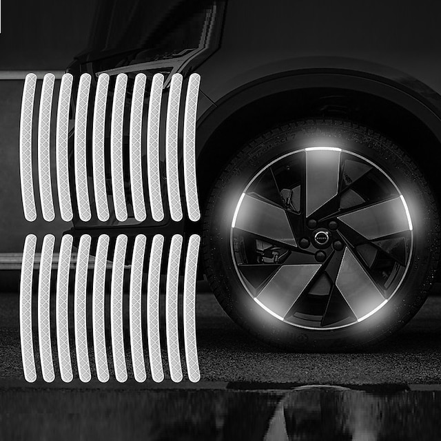 40pcs Car Motorcycle Wheel Hub Reflective Strip Sticker Warning Sticker