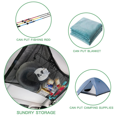 88X66CM Car Ceiling Roof Interior Cargo Zipper Universal Storage Bag Organizer