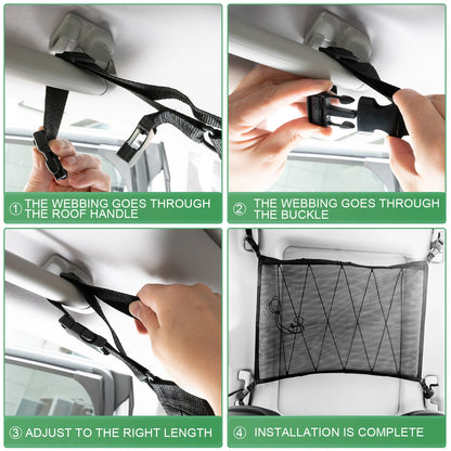 88X66CM Car Ceiling Roof Interior Cargo Zipper Universal Storage Bag Organizer