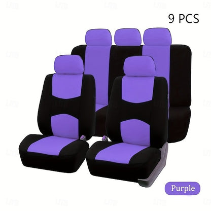 9 Pcs/set Universal Car Seat Covers Full Set Breathable Seat Protectors