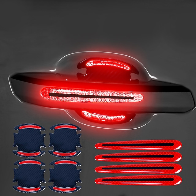 4pcs/8pcs Universal 3D Carbon Fiber Door Handle Sticker