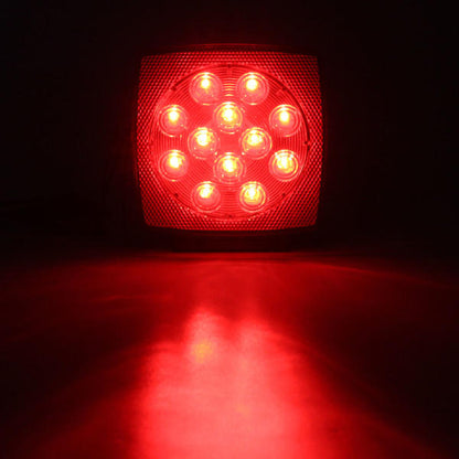 Car Truck Trailer LED Square Rear Brake Lamp Tail Plate Lights Stud Mount 12V