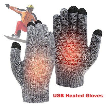 Motorcycle Electric Heated Gloves Thickened Warm Full Finger USB Heating Gloves