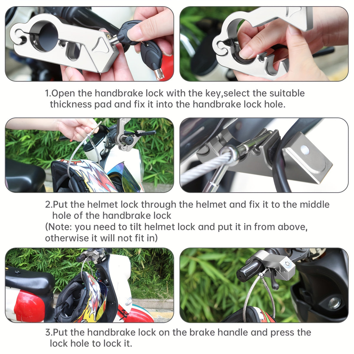 Motorcycle Handlebar Helmet Lock Aluminum Alloy Anti Theft Lock Safety Lock for Street Motor Scooters