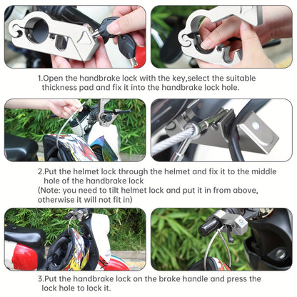 Motorcycle Handlebar Helmet Lock Aluminum Alloy Anti Theft Lock Safety Lock for Street Motor Scooters