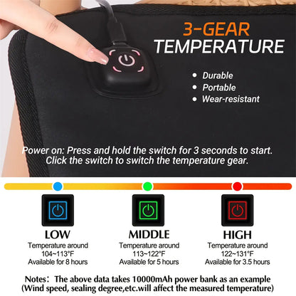 Car 5V USB Heated Seat Cushion Winter Portable Electric Heating Pads