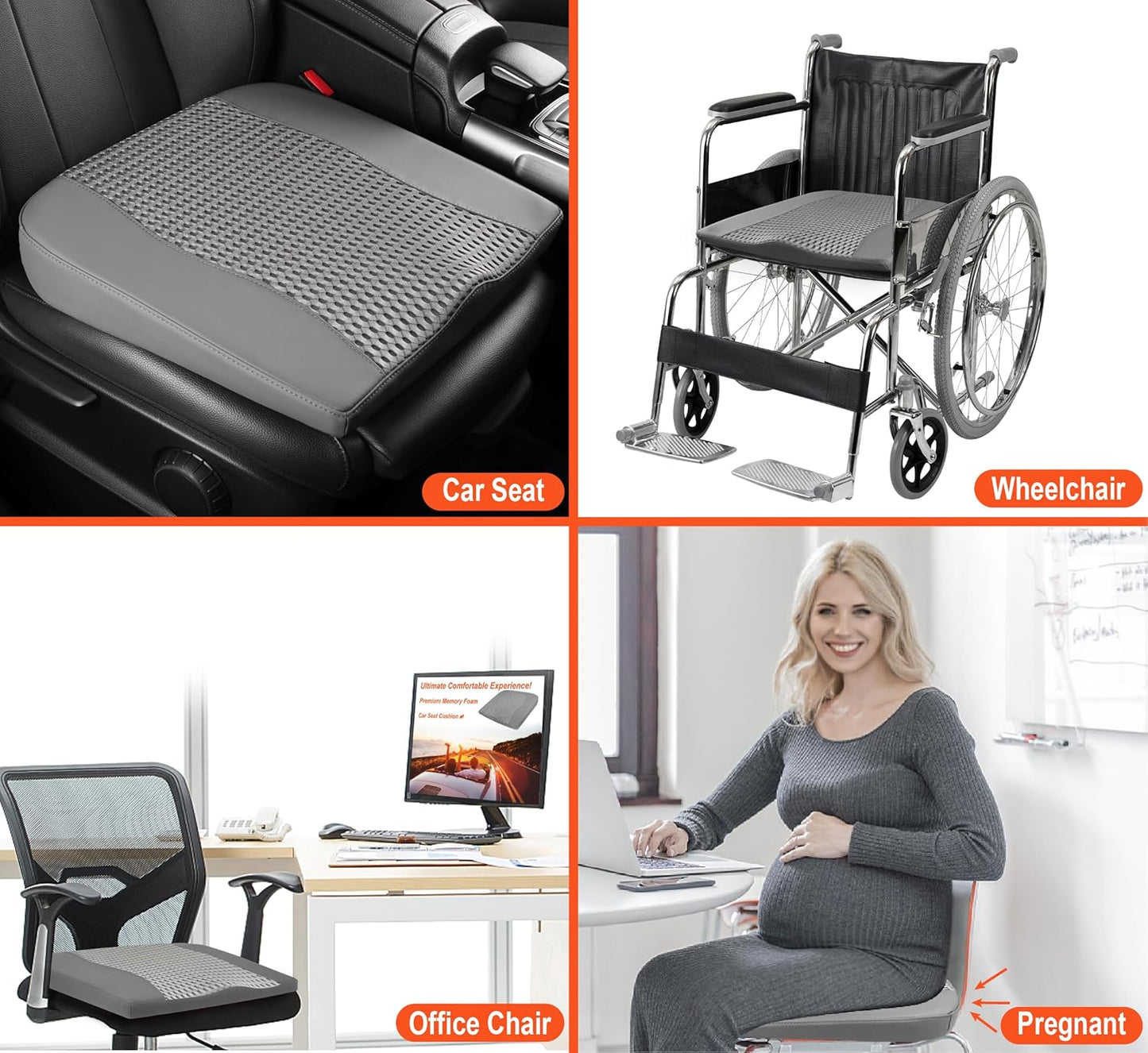 Car Comfort Memory Foam Pain Relief Driver Seat Cushion for Auto Office Wheelchair