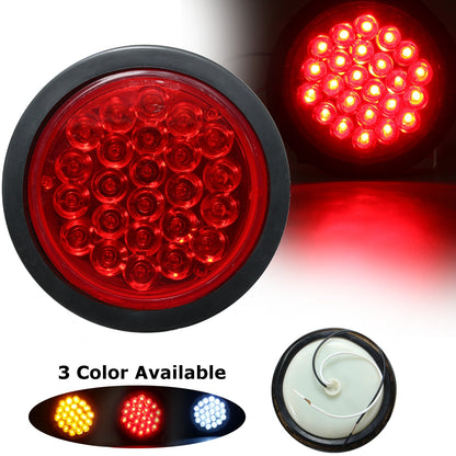 24 LED Red White Yellow Round Rear Tail Stop Light Brake Lamp Reflector for Truck Trailer Bus Boat