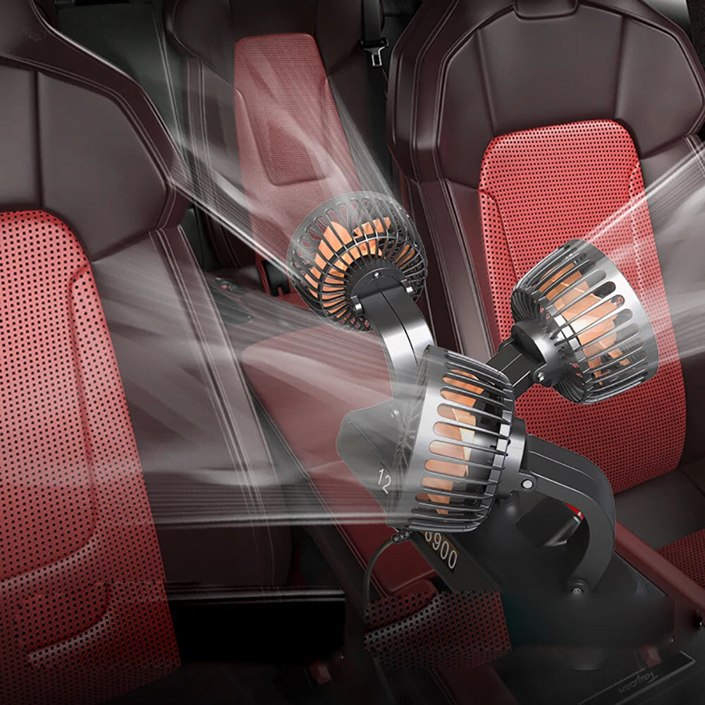 Car Mini Fan With Parking Number Three-Head Fan