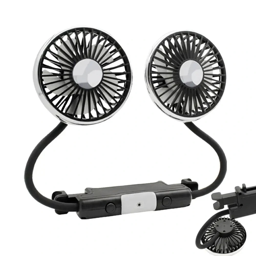 Car Clip Fan  LED 360° Rotatable Cooler Electrical Fan