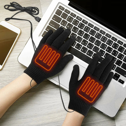 Motorcycle Electric Heated Gloves Thickened Warm Full Finger USB Heating Gloves