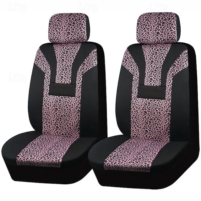Car Leopard Print Seat Cushion for Front Seats Universal 2 PCS/SET