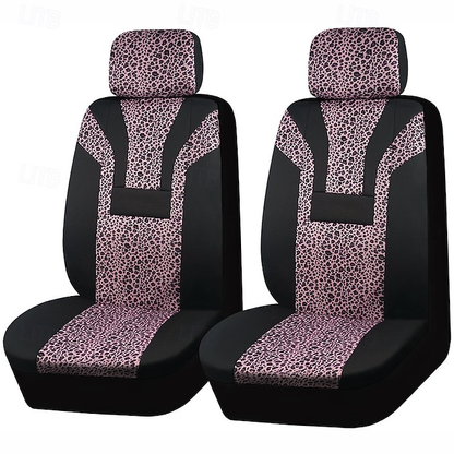 Car Leopard Print Seat Cushion for Front Seats Universal 2 PCS/SET