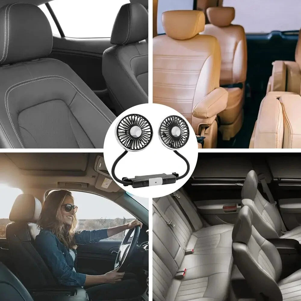 Car Clip Fan  LED 360° Rotatable Cooler Electrical Fan