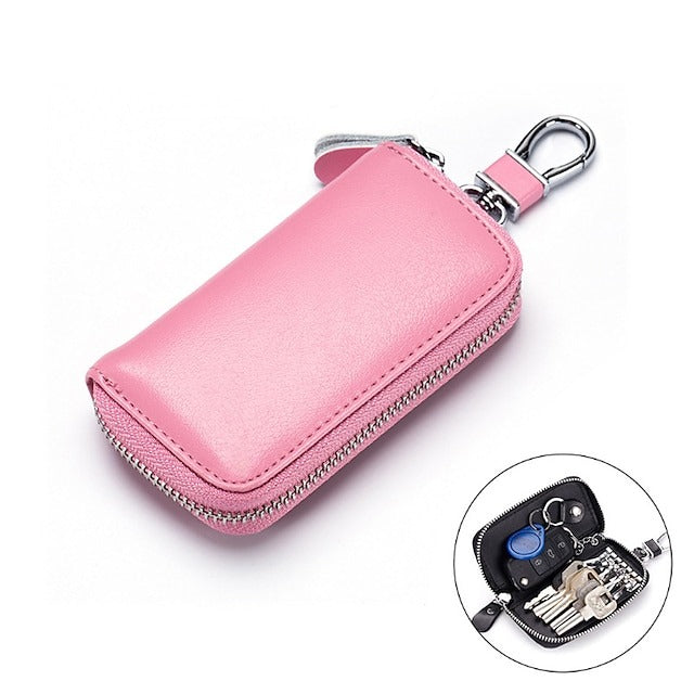 Car Cow Split Leather Key Holder House Key Case Chain Bag Organizer
