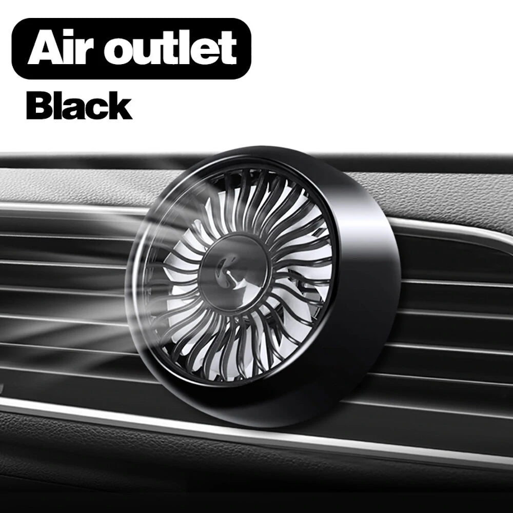 Car Fan USB Air Outlet  3 Speed Adjustment 360° Rotation